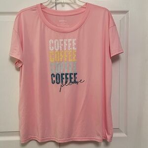 JOYSPUN Graphic Print Pajama Top COFFEE COFFEE COFFEE COFFEE PLEASE Large
